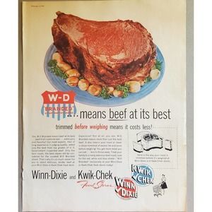 Winn Dixie and Kwik Check Beef Magazine Advertisement 1961